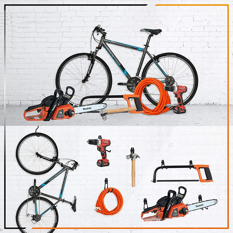 Гаражный сверхмощный набор крючков для хранения тяжелых садовых инструментов, велосипед, металлический крюк, настенный нескользящий крюк для хранения, настенный крюк