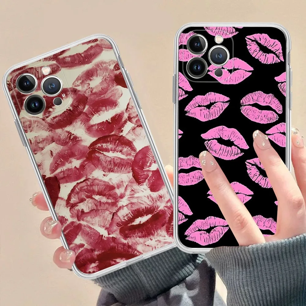 Чехол для телефона Sexy Girl Red Lips Kiss для iPhone 15 14 13 12 Mini 11 Pro XS Max X XR SE 6 7 8 Plus, мягкий силиконовый чехол