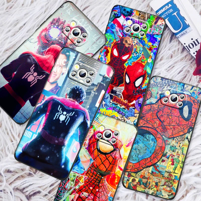 Человек-Паук Питер Паркер Супергерой Чехол Для Телефона Xiaomi Mi Poco X4 X3 NFC F4 F3 GT M4 M3 M2 X2 F2 Pro C3 5G Civi Fundas Черный