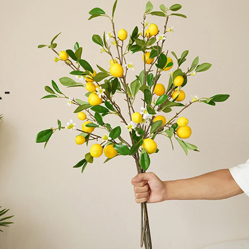 Новая искусственная веточка длиной 70 см, цветок лимона, свежие фрукты, искусственный цветок, декор ресторана отеля, украшение домашней гостиной, ветка лимона