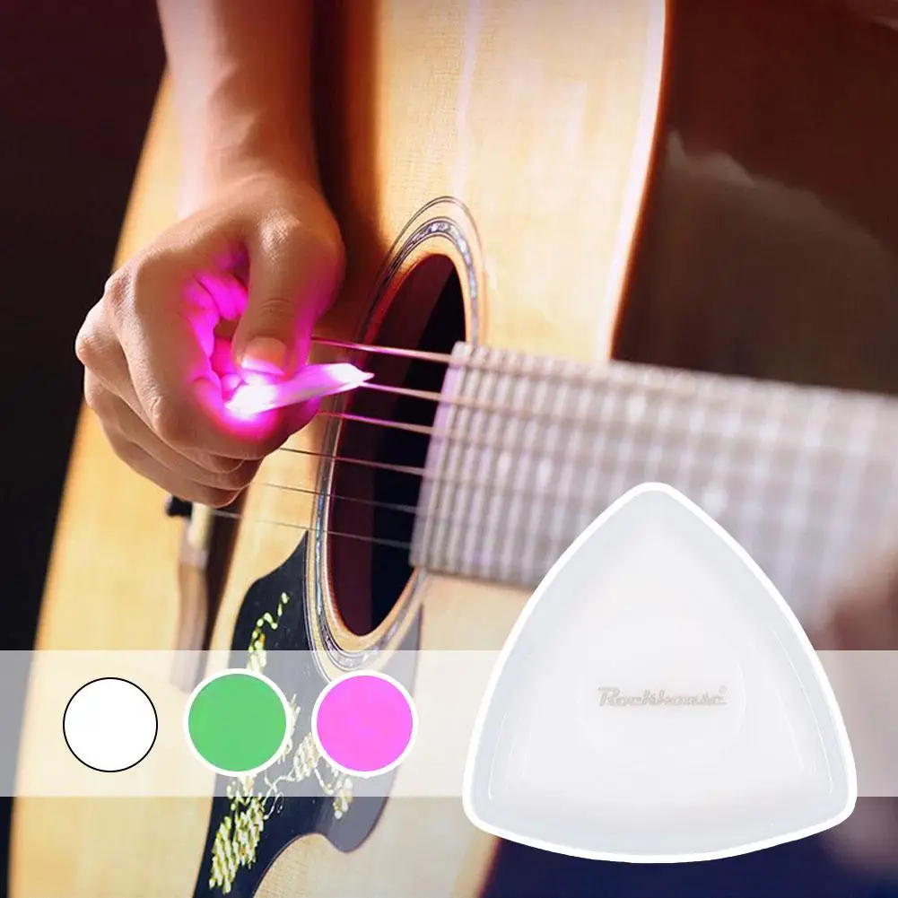 Светодиодный светящийся медиатор для гитары из пищевого пластика, Гитарный Сенсорный медиатор, Светящийся Струнный Светящийся медиатор, Музыкальный инструмент Z4G1