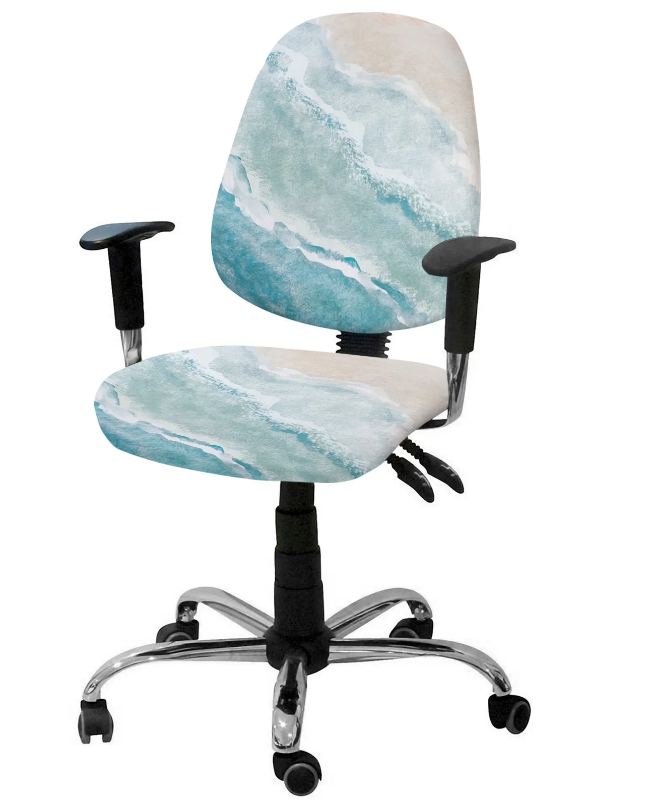 Пляжный Градиентный синий Эластичный чехол для кресла, компьютерного стула, Эластичный Съемный чехол для офисного стула, чехлы для сидений с разрезом в гостиной