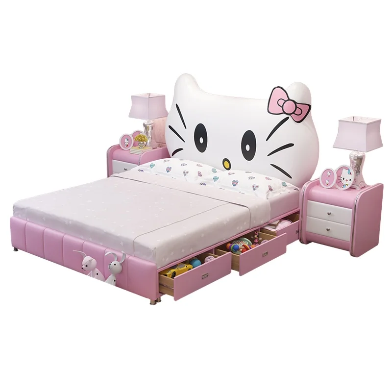 Детская кровать принцессы с героями мультфильмов, Розовая, современный дизайн, детская кровать с местом для хранения, мебель для спальни, деревянные детские кровати для девочек По низкой цене