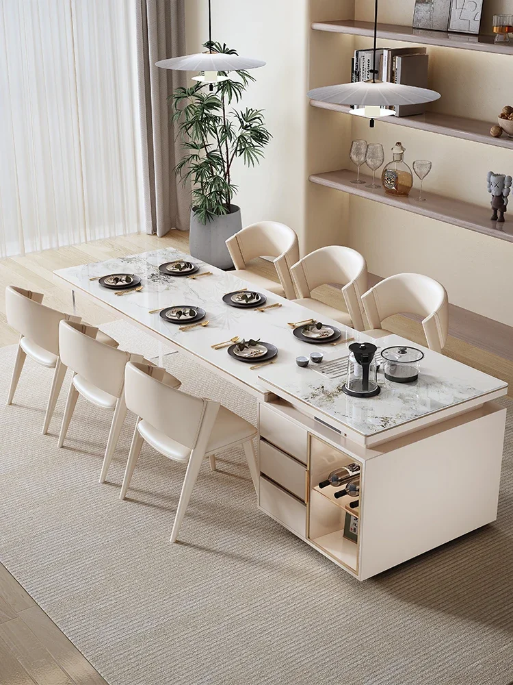 Островной столик, легкая роскошная каменная плита, простая подвесная из массива дерева, островной столик, многофункциональная кофеварка.