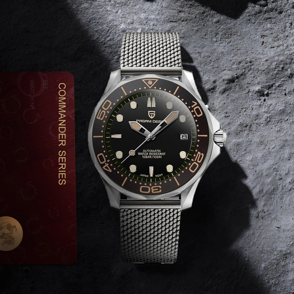 PAGANI DESIGN 007 Мужские механические часы Водонепроницаемые наручные часы Japan NH35 Watch Men Brand Luxury Mesh Belt Автоматические часы Man