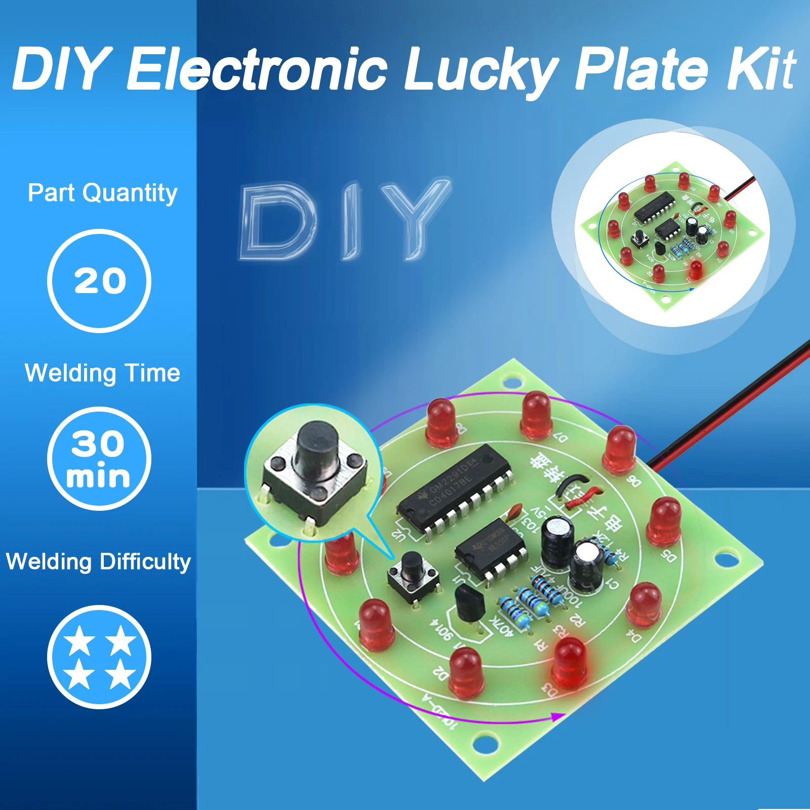 Электронный NE555 CD4017 Колесо Фортуны DIY Kit Lucky Поворотный стол для обучения сварке со светодиодной мигалкой Поворотный набор Забавная подарочная игра