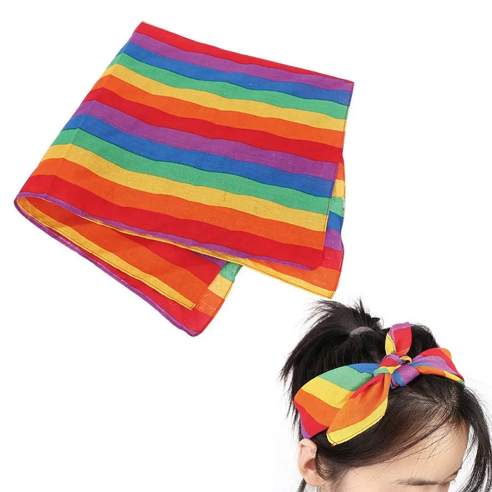 Женский Многофункциональный спортивный платок для занятий йогой, впитывающий пот, квадратный шарф радужного цвета, головной убор, тюрбан, повязка на голову, сделанная своими руками, повязка на голову