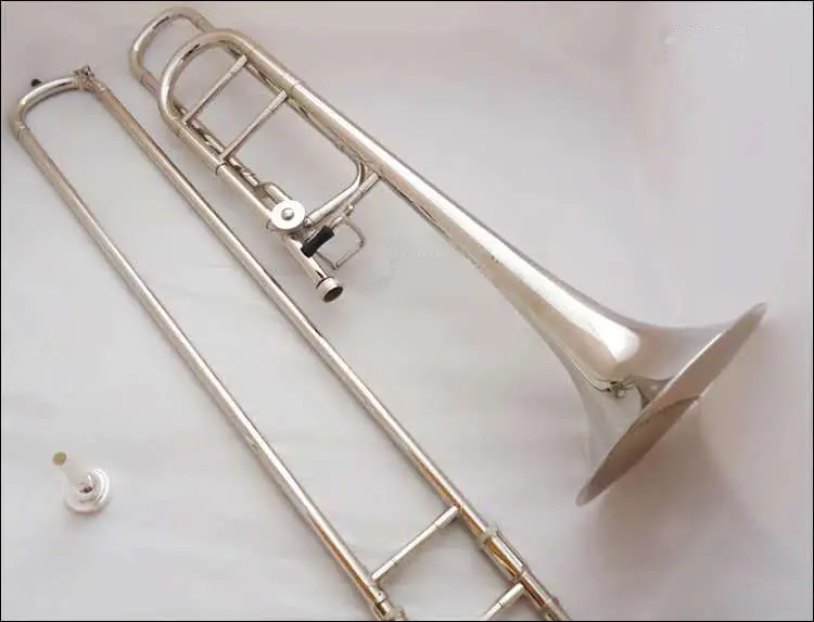 Новейший красивый Bb/f мелодия Бах Тенор Тромбон Никелированный музыкальный инструмент с чехлом для чистки мундштуков