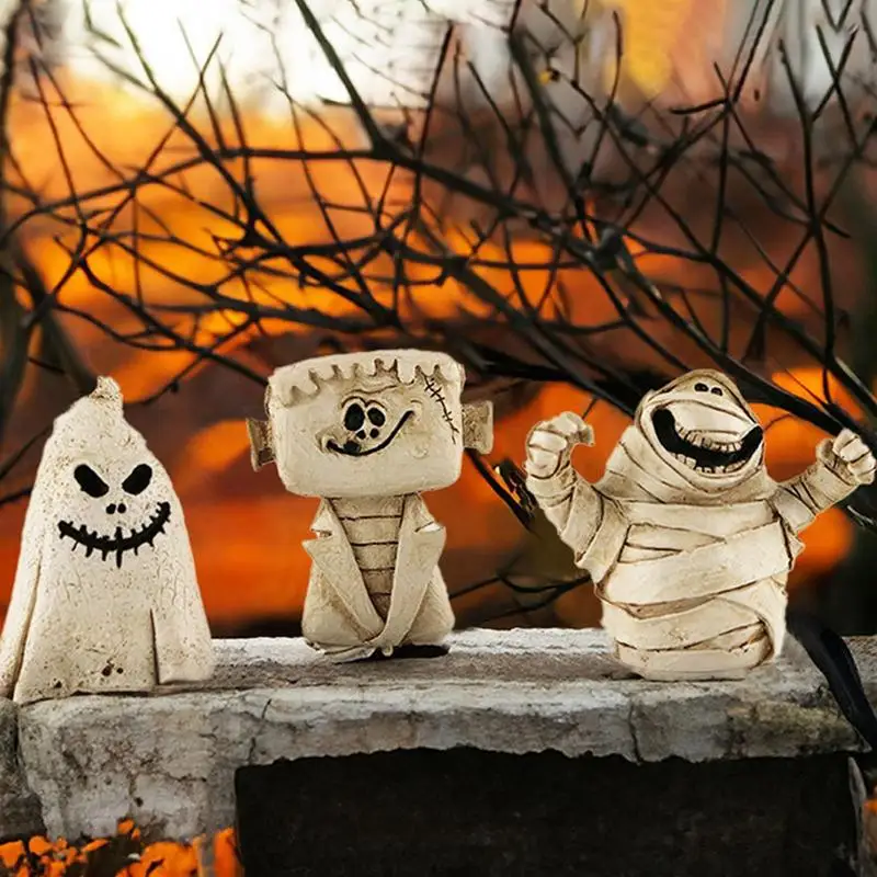 Тыквенные лица на Хэллоуин, Статуэтка гнома из смолы, орнамент из тыквенных фигурок, Забавный выразительный орнамент из тыквы, Осенний праздничный декор