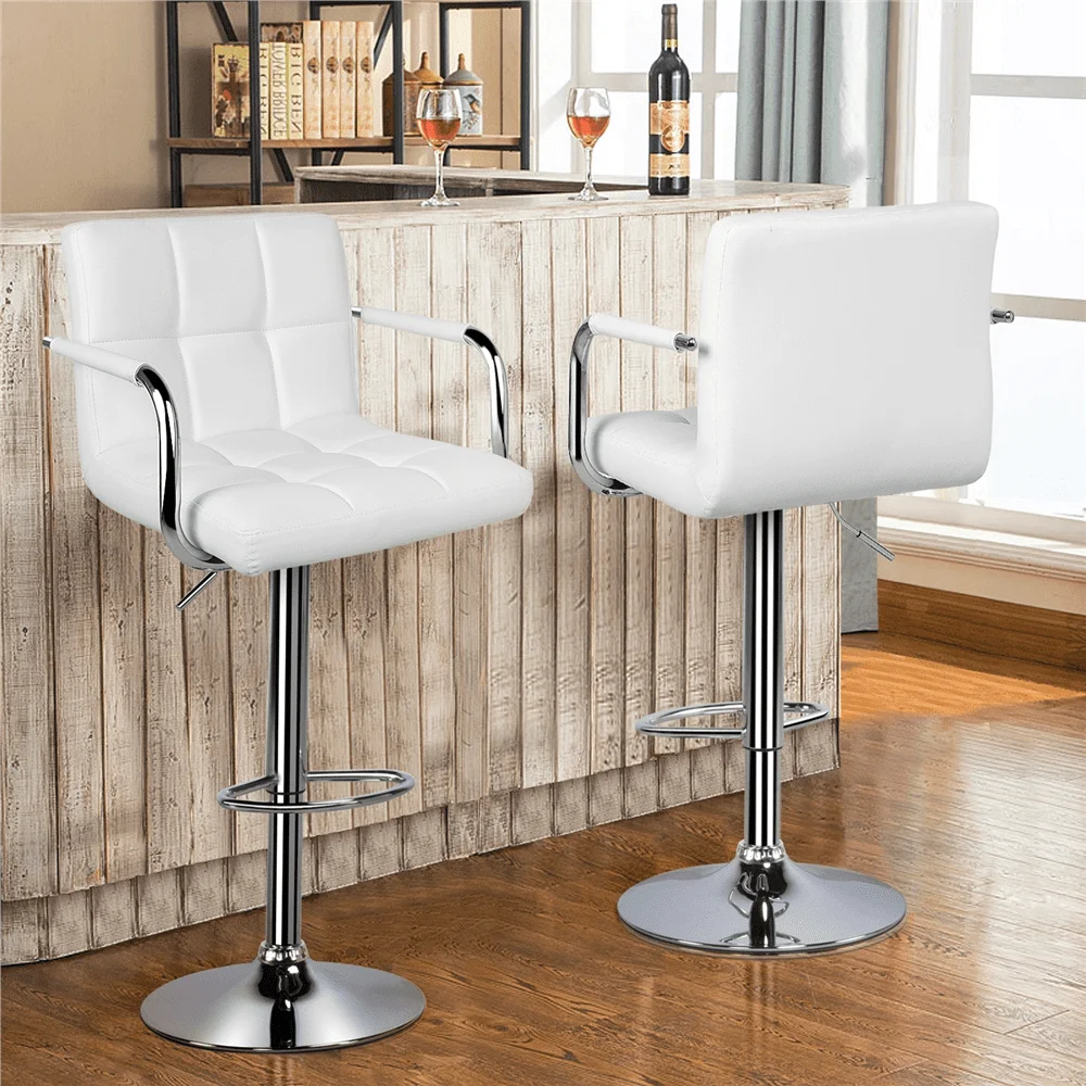 Барный стул Easyfashion с регулируемой высотой и подлокотниками, комплект из 2 предметов, белый