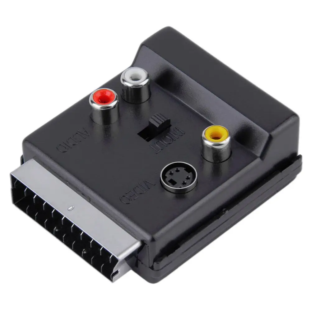 Новейший переключаемый аудиоадаптер Scart от мужчины к женщине S-Video 3 RCA-конвектор