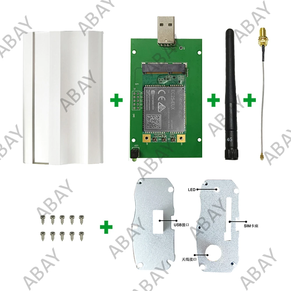 Плата адаптера 3G / 4G Mini PCIe USB 2.0 + Модуль QUECTEL EC25EUXGA-Pcie Cat4 + Чехол для модема В закрытом корпусе