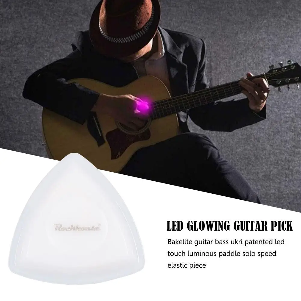 Светодиодный светящийся медиатор для гитары из пищевого пластика, Гитарный Сенсорный медиатор, Светящийся Струнный Светящийся медиатор, Музыкальный инструмент Z4G1