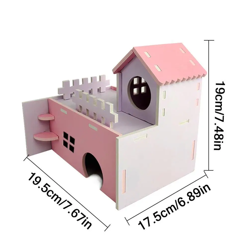 Спальное гнездо для хомяка Сине-розового цвета, маленький домик, вилла, балкон, игрушка для клетки для хомяка, водонепроницаемый, экологически чистый ПВХ