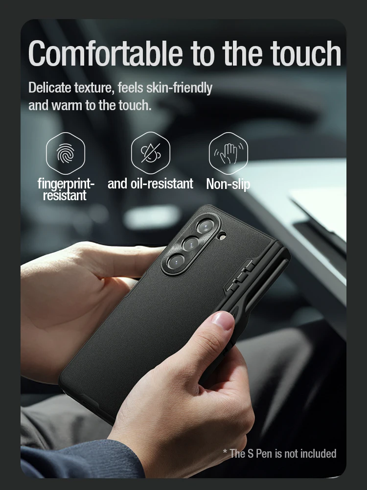 Для Samsung Galaxy Z Fold 5 Чехол Fold5 NILLKIN S Pen Слот Карман Мягкая кожаная линза защищает конфиденциальность Задняя крышка подставки держателя