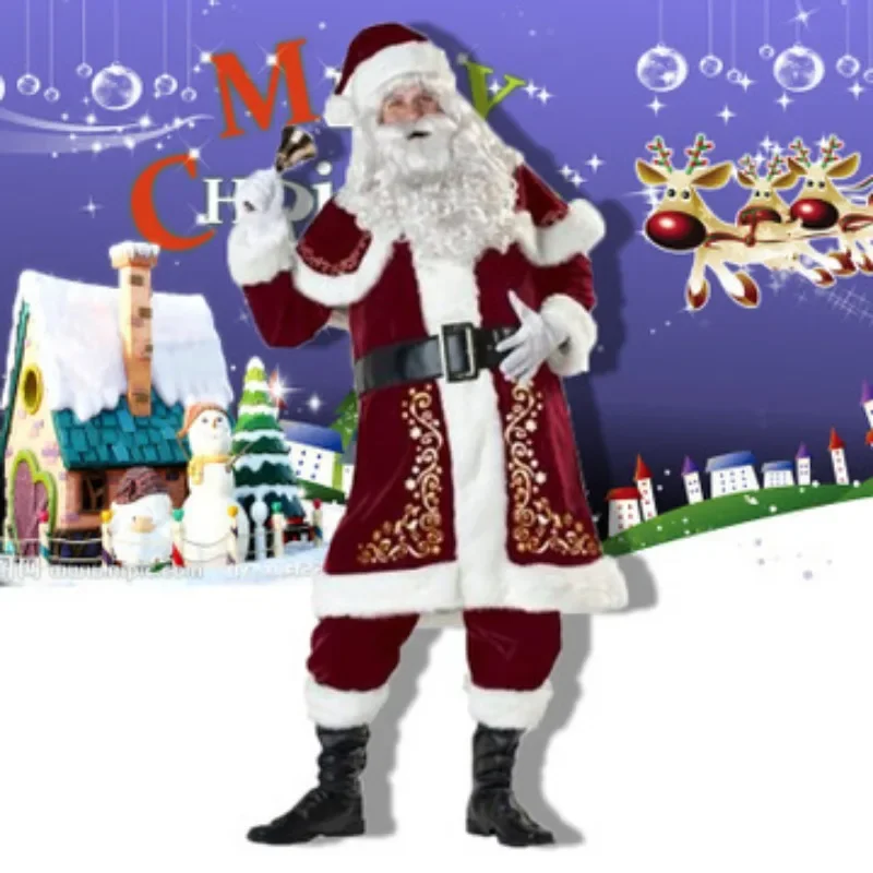 Костюмы Санта-Клауса для Косплея, Рождество, Новый Год, Мужские костюмы на Хэллоуин, роскошные Классические костюмы для карнавальных вечеринок, костюмы для ролевых игр, одежда