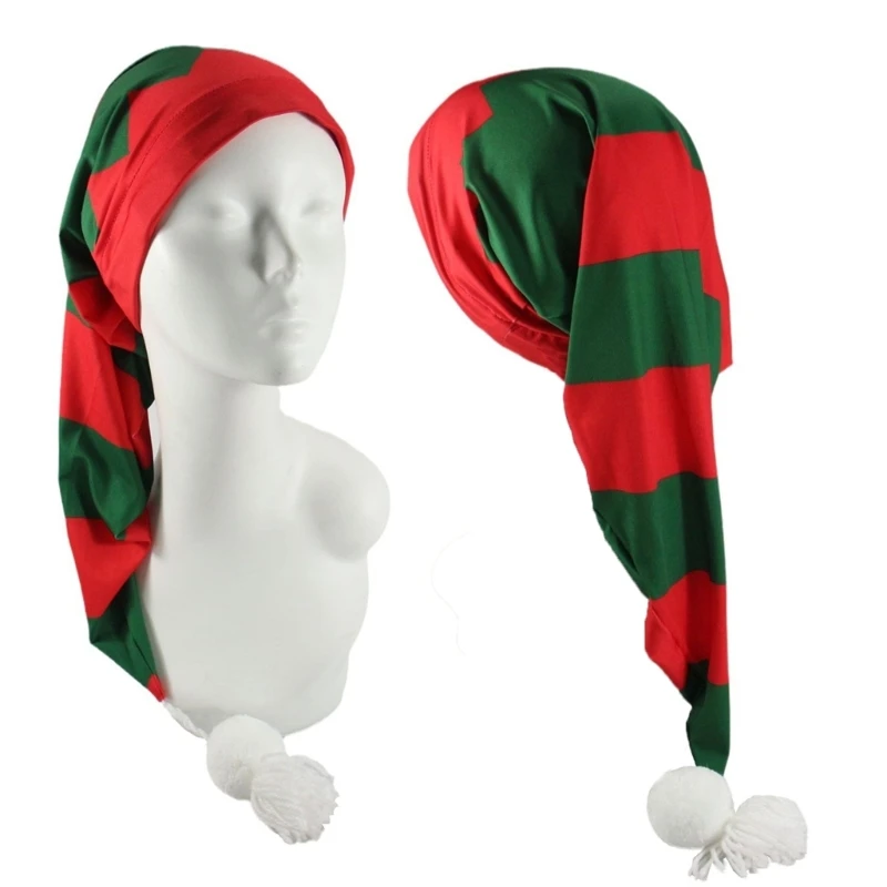 Рождественские шляпы Санта-Клауса B36D Длинная шляпа Санта-Клауса с белым шаром для праздничных костюмированных подарков
