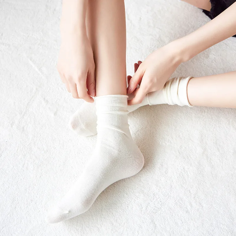 Носки Harajuku в японском стиле, короткие носки из чистого хлопка, женские, для девочек, карамельного цвета, свободные дышащие Чулки на улице летом