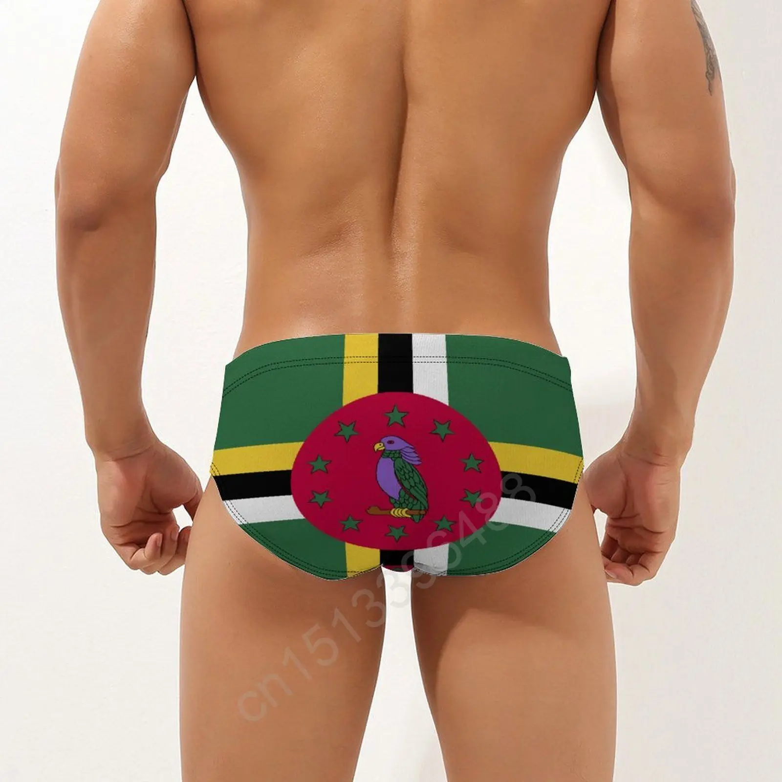 2023 Сексуальное короткое бикини для плавания Флаг Доминики More COUNTRY Мужские пляжные спортивные купальники Трусы Спортивные шорты