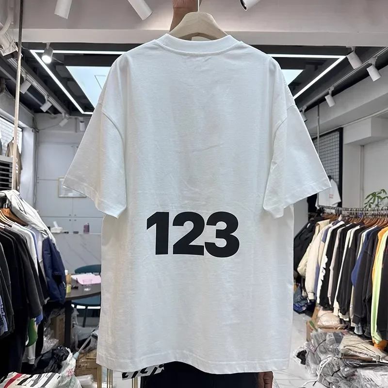 Круглый вырез 23SS
 Черно-белая футболка RRR123 для мужчин и женщин, футболка лучшего качества RRR 123