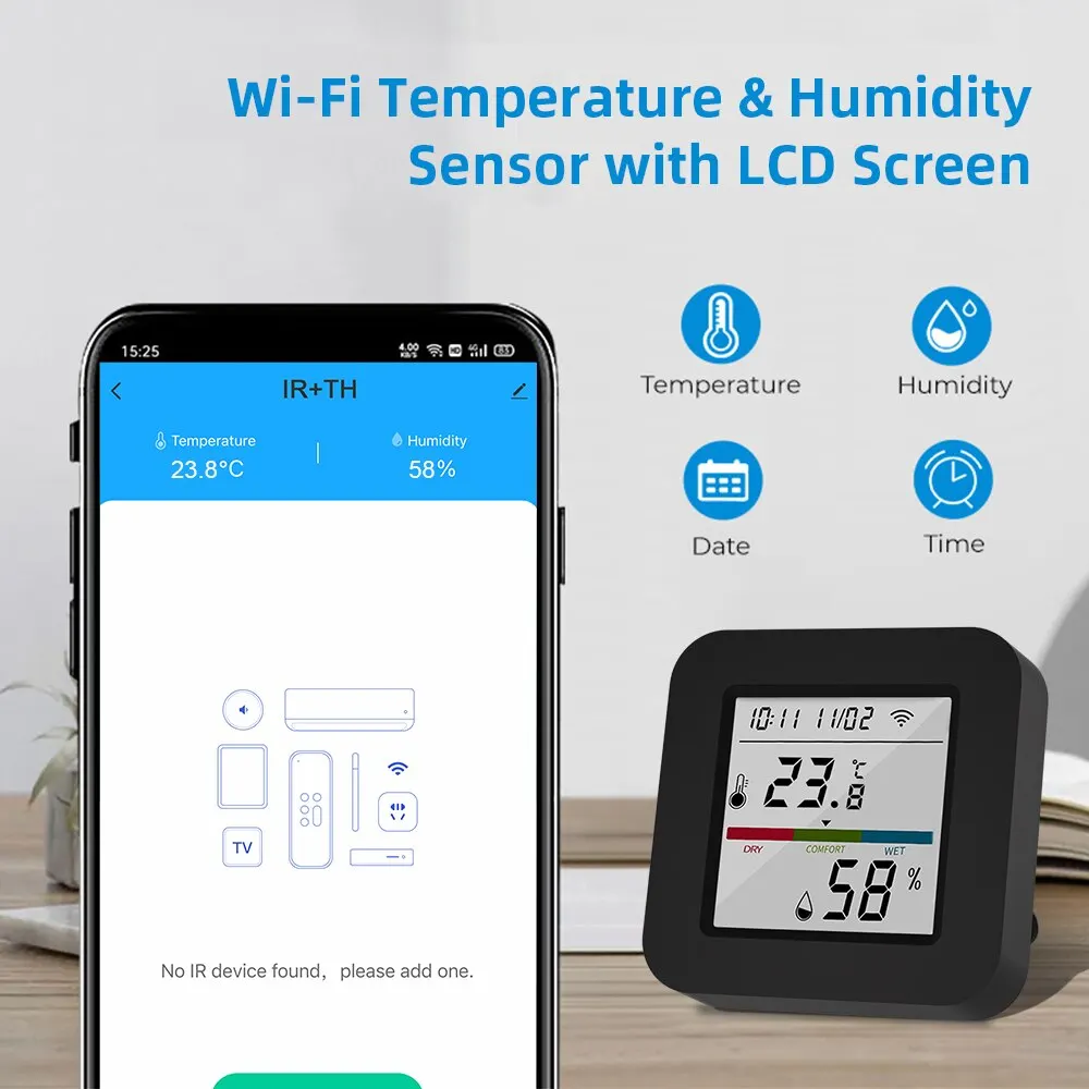 ONENUO Tuya WiFi IR Универсальный Пульт Дистанционного Управления Датчиком Температуры И Влажности Smart Life App Control Работа С Alexa Google Home