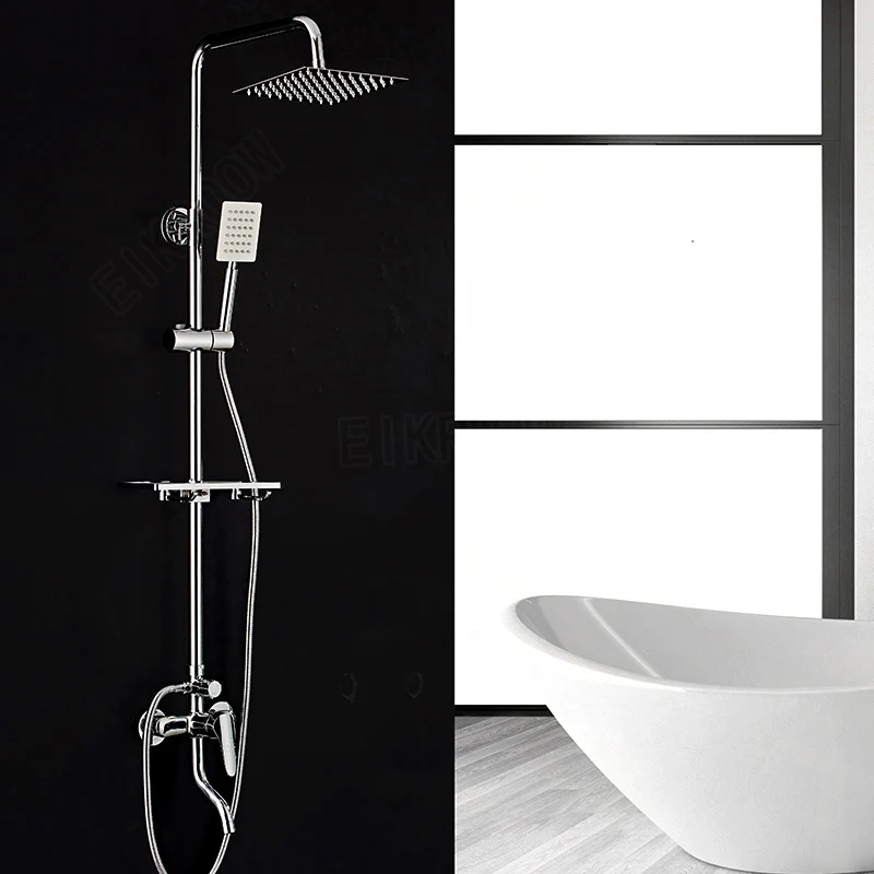 Гостиничный черный / хромированный набор для душа в ванной комнате, бытовой медный смеситель для душа, настенный смеситель для ванны, тропический душ