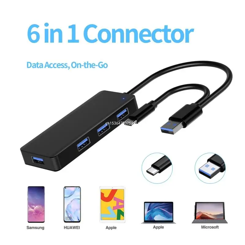 USB-концентратор, 4-портовый ультратонкий USB-концентратор для передачи данных с 2-полосным USB-кабелем Type-c USB-челнока