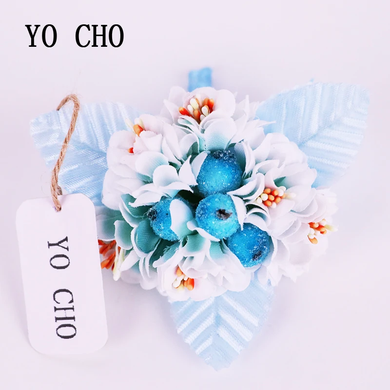 YO CHO Высококачественный нежный шелковый мини-букетик из роз для скрапбукинга, букет цветов для свадебного украшения, венок своими руками, свадебный выпускной бал