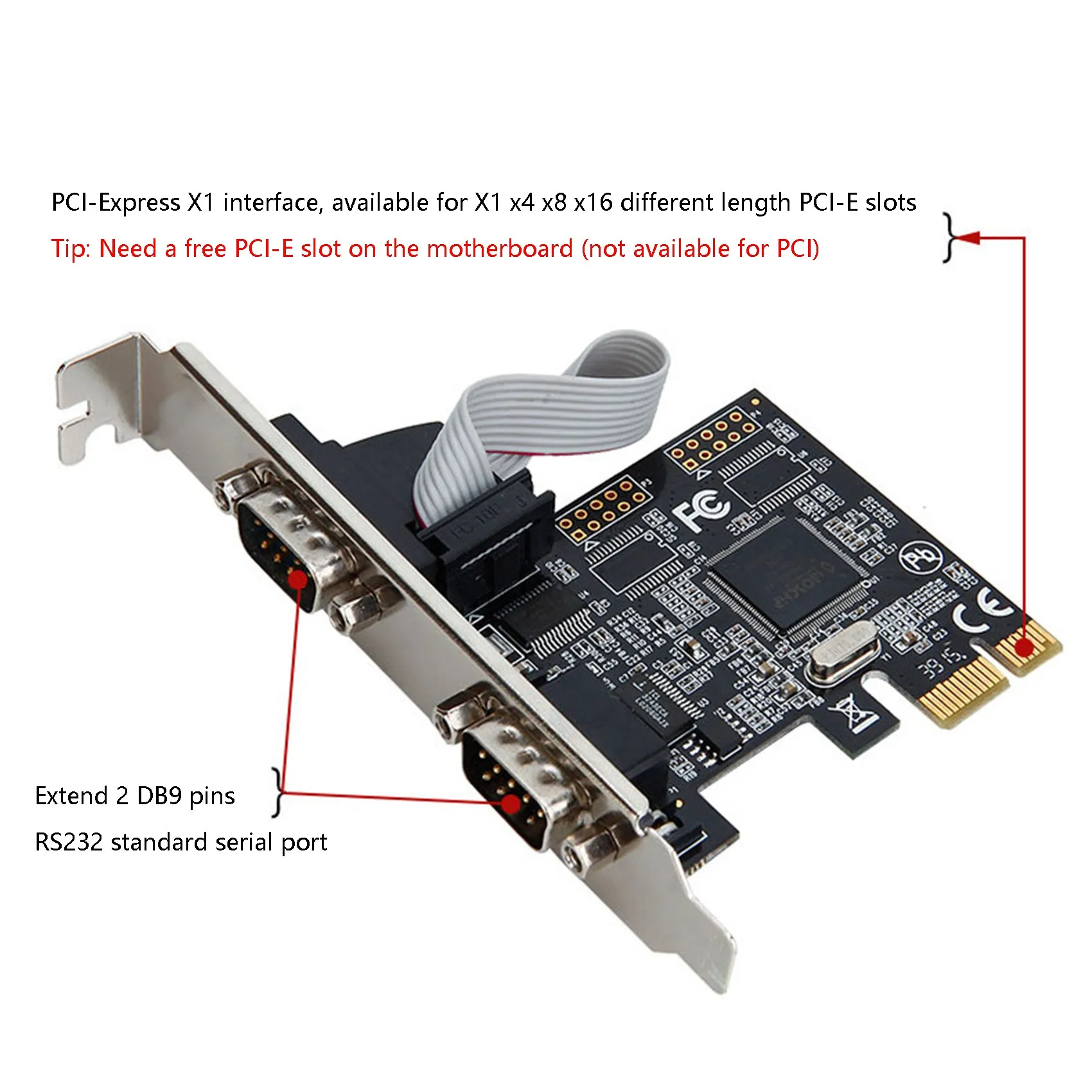 Интерфейс Pcie к последовательным портам RS232 Адаптер карты PCI-E PCI Express Карта расширения промышленного компьютера управления