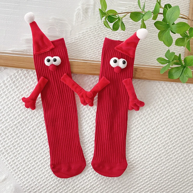 1 пара рождественских носков с магнитом, креативные магнитные носки-присоски для Хэллоуина, хлопчатобумажные носки с носком 3D, пара носков 