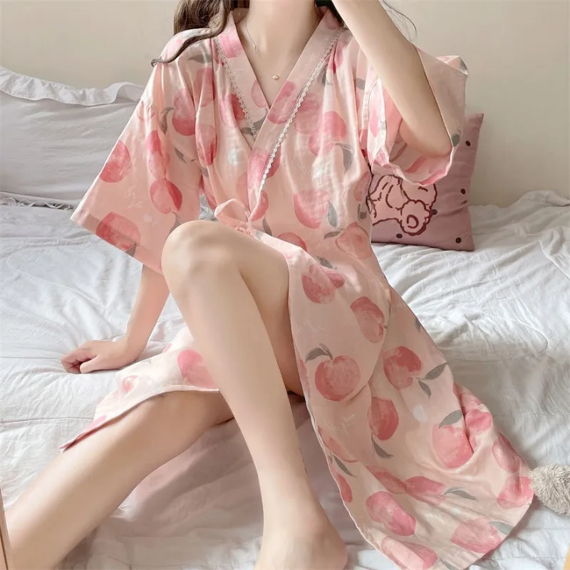 Ночная рубашка со шнуровкой с V-образным вырезом, халат, пижама, женская одежда для отдыха, летний стиль, легкие и дышащие, милые майки для спальни