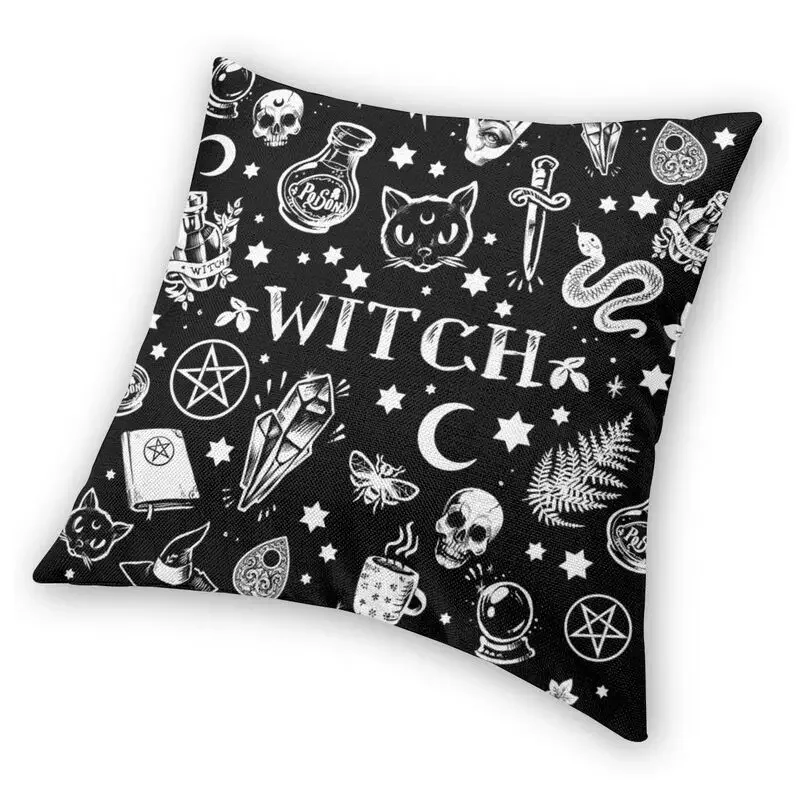 Современный чехол для подушки с рисунком ведьмы, полиэстер, Оккультная готическая волшебная наволочка на Хэллоуин для гостиной
