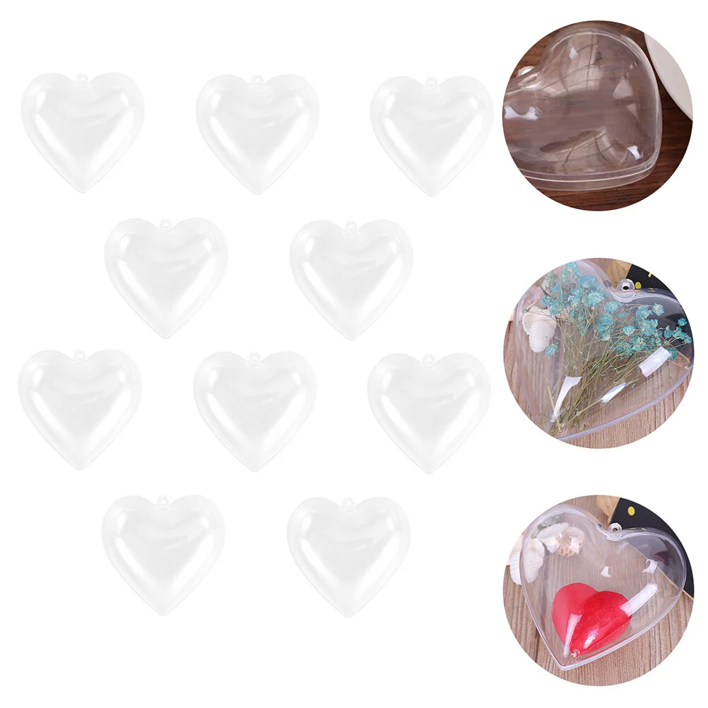 10 Шт Рождественский Подвесной шар в виде сердца с прозрачным пластиковым наполнителем в форме конфет 