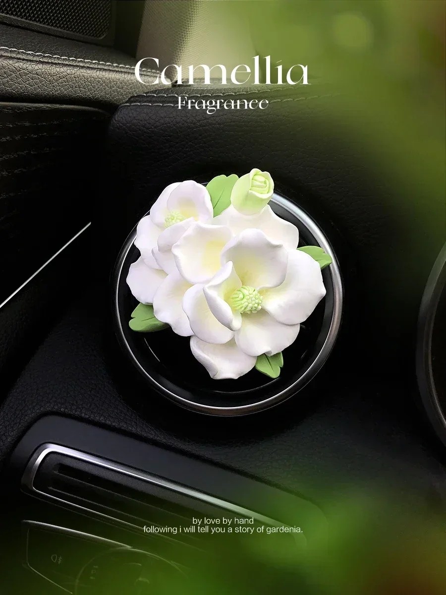 Камелия автомобильный кондиционер розетка декоративный цветок камень автомобиль ароматерапия интерьер автомобиля девушка