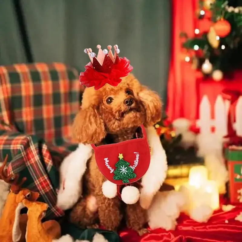 Рождественский наряд для кошки, костюм кошки, одежда для домашних животных, наряды для собак, 4 шт., шарф, нагрудники, Рождественские шляпы, милый костюм, костюм для кошек и маленьких