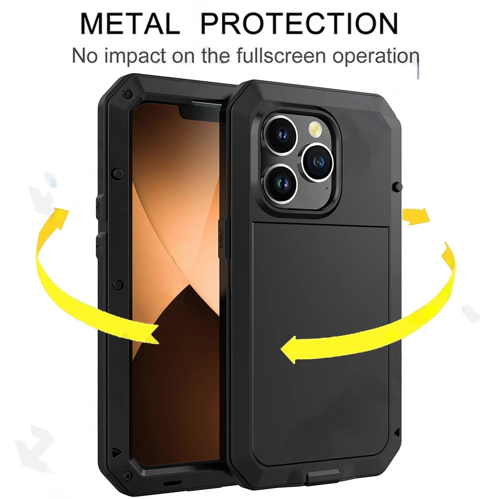 Чехол Для iPhone 15 14 13 12 11 Pro Max Mini 8 Plus Чехол Сверхпрочная Защита Doom Armor Металлический Алюминиевый Чехол Для Телефона Класса Люкс Funda
