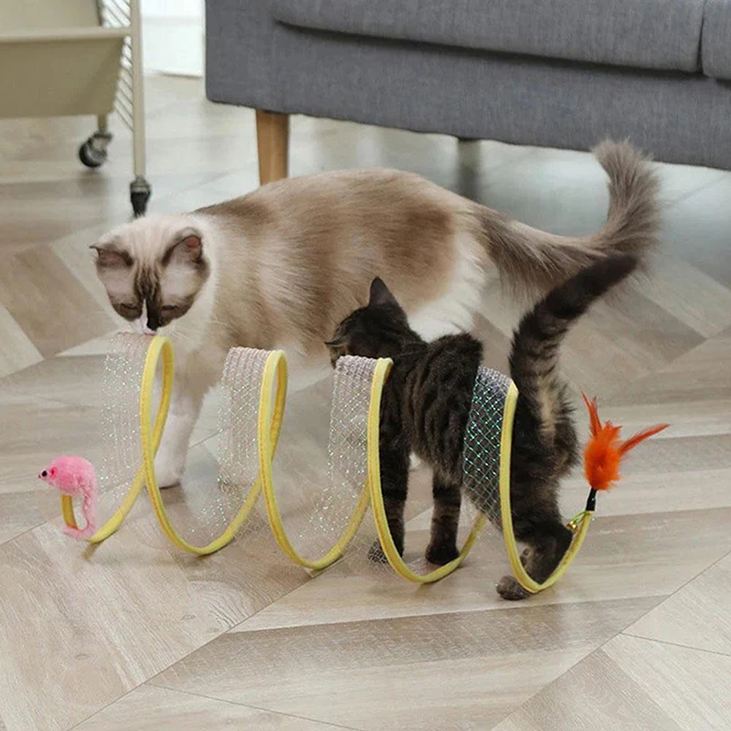 Игрушки для кошек, Плюмаж в форме мыши, Складной игровой туннель для кошек, Забавные игрушки для кошек, Имитация глубоководного туннеля, аксессуары для кошек