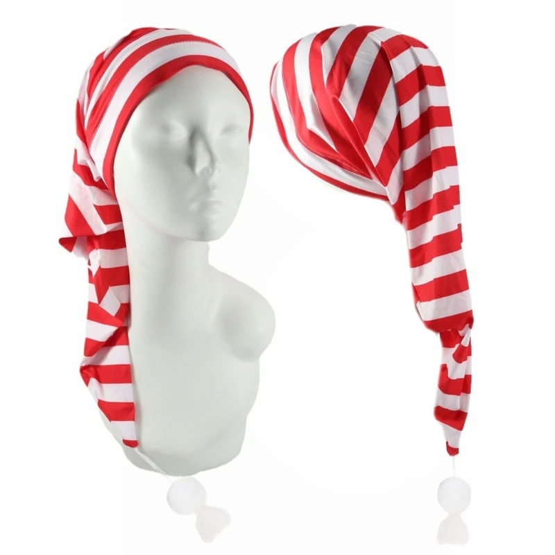 Рождественские шляпы Санта-Клауса B36D Длинная шляпа Санта-Клауса с белым шаром для праздничных костюмированных подарков