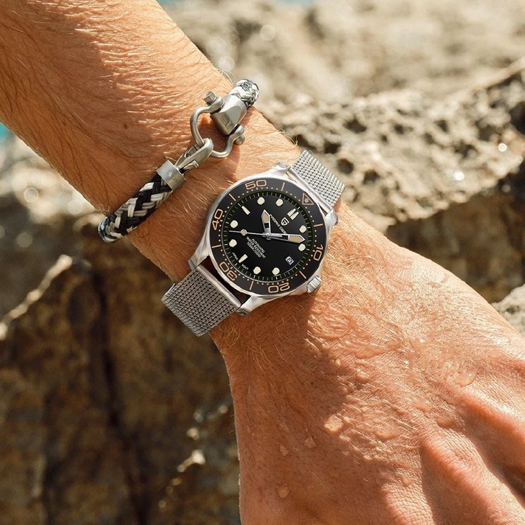 PAGANI DESIGN 007 Мужские механические часы Водонепроницаемые наручные часы Japan NH35 Watch Men Brand Luxury Mesh Belt Автоматические часы Man