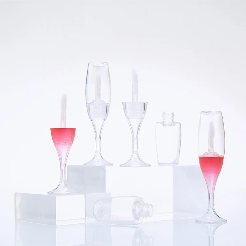 Тюбик блеска для губ в форме креативного бокала для вина объемом 8 мл, Пустые Бутылки Многоразового использования, Контейнер для губной помады, Пластиковые Бутылки для хранения косметики