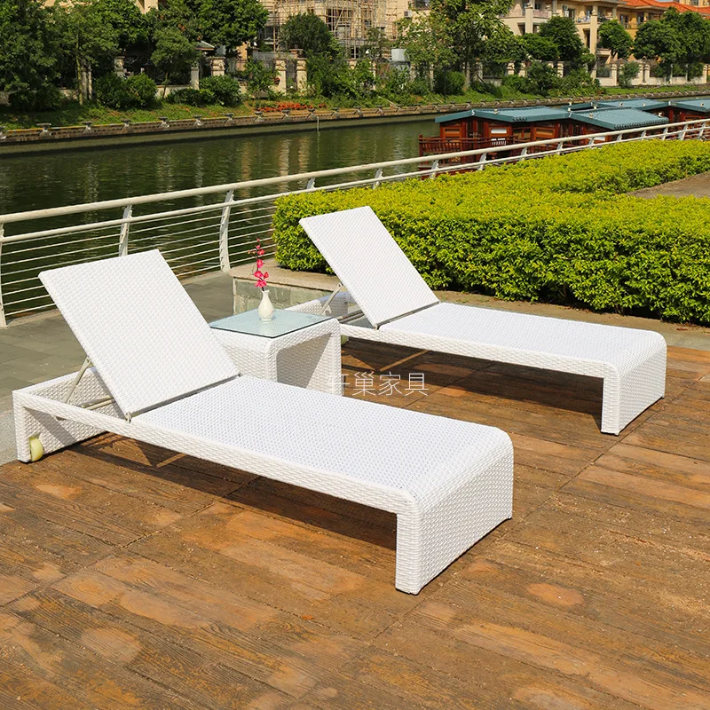 Шезлонг Outdoor Courtyard Villa Garden Кресло для плетения из лозы Home Resort Hotel Beach Lounge Chair