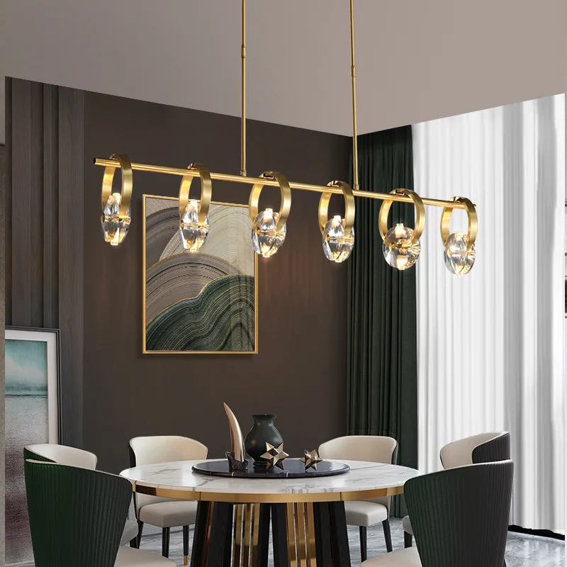 роскошные хрустальные люстры столовая светодиодная подвесная лампа кухня хрустальный потолочный светильник гостиная латунное освещение кухонные приспособления