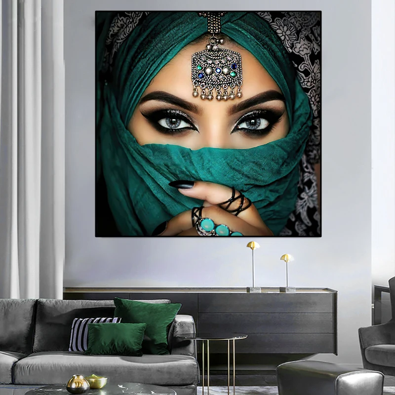 Сексуальная индианка Рисунок на холсте Декоративная живопись Исламский плакат Арабская девушка Настенное искусство для роскошной гостиной домашнего декора