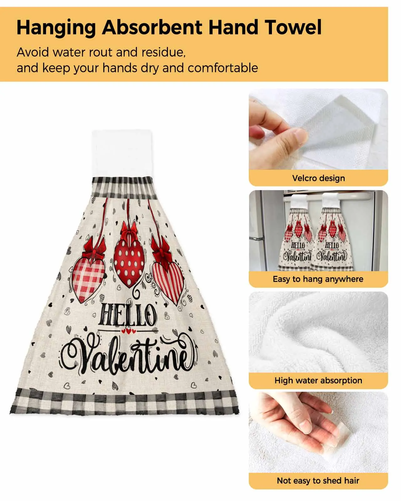 Акварельное полотенце для рук с любовью, нарисованное от руки на День Святого Валентина, Мягкие кухонные салфетки из микрофибры, подвесное полотенце, портативные полотенца для чистки