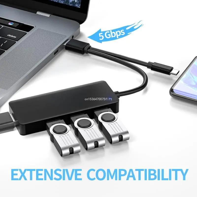 USB-концентратор, 4-портовый ультратонкий USB-концентратор для передачи данных с 2-полосным USB-кабелем Type-c USB-челнока