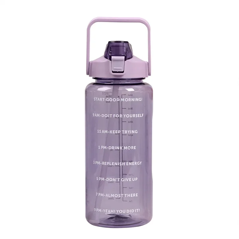 Напоминание о питье 2000 мл Пластиковой спортивной чашки для воды с градуированной бутылкой для воды, портативной космической чашки, бутылки для воды большой емкости