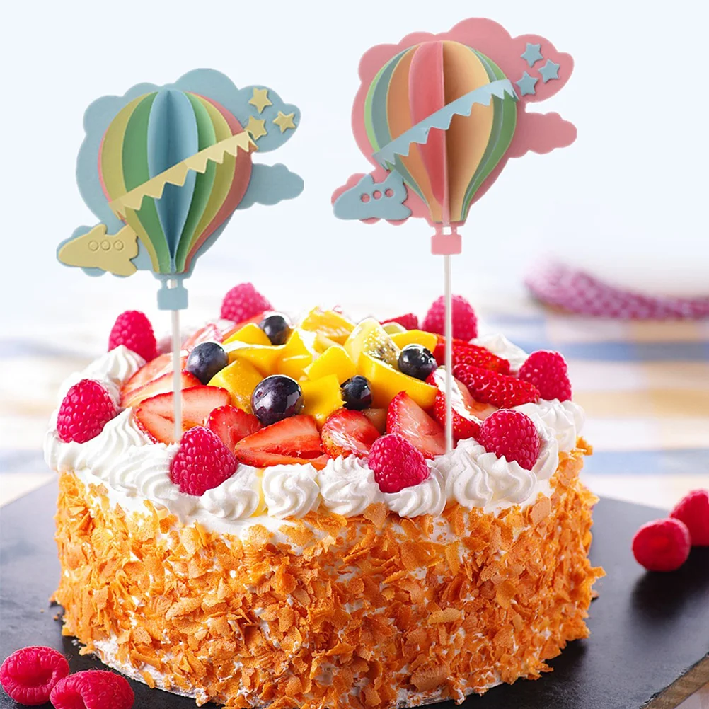 3D облака, воздушные шары, топпер для торта, украшения для торта (синий, розовый, желтый, зеленый)