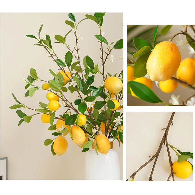 Новая искусственная веточка длиной 70 см, цветок лимона, свежие фрукты, искусственный цветок, декор ресторана отеля, украшение домашней гостиной, ветка лимона