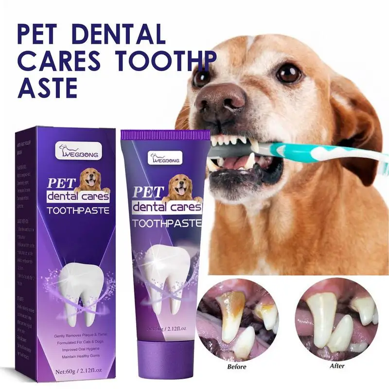 Безопасная зубная паста для чистки зубов собаки 60 г Геля для чистки зубов собаки Безопасная зубная паста для собак Уменьшает Накопление грязи на зубах Очищает зубы