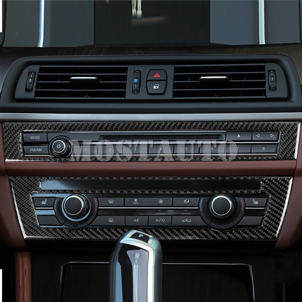Для BMW 5 серии F10, внутренняя отделка центральной консоли из мягкого углеродного волокна, накладка на CD-панель 2011-2016, 2 шт. (2 цвета)